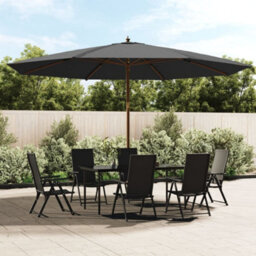 Walplus Garden Parasol With Wooden Pole Anthracite 400X273 Cm