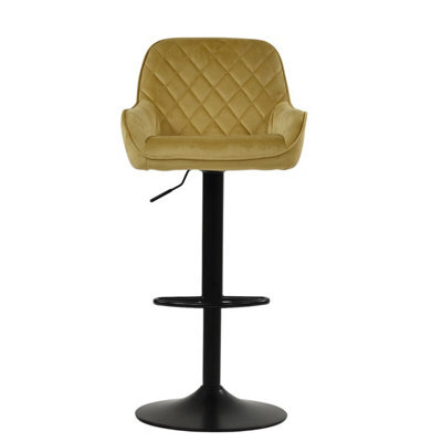 Lakeland Furniture Arnside Camel Cream Velvet Black Adjustable Base Bar Stool - image 1