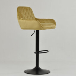 Lakeland Furniture Arnside Camel Cream Velvet Black Adjustable Base Bar Stool - thumbnail 4