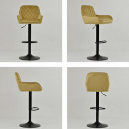 Lakeland Furniture Arnside Camel Cream Velvet Black Adjustable Base Bar Stool - thumbnail 2