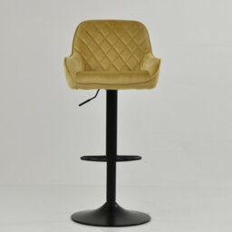 Lakeland Furniture Arnside Camel Cream Velvet Black Adjustable Base Bar Stool - thumbnail 3
