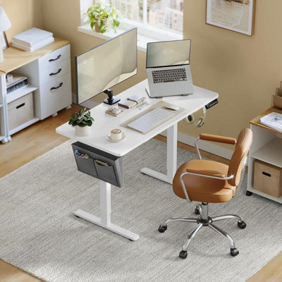 Business Desk, Electric Height-Adjustable Platform With Memory System, Cloud White - image 1