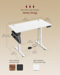 Business Desk, Electric Height-Adjustable Platform With Memory System, Cloud White - thumbnail 2