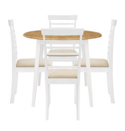 Hallowood Furniture Ledbury Drop Leaf Round Table Set With 4 Chairs In White Painted And Oak Finish - thumbnail 8