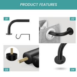 Ameha Blackout Metal Curtain Pole Extendable Heavy Duty Matt Black 160-300 Cm Curtain Rod - thumbnail 3