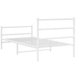 Berkfield Metal Bed Frame Without Mattress With Footboard White 107X203Cm - thumbnail 7