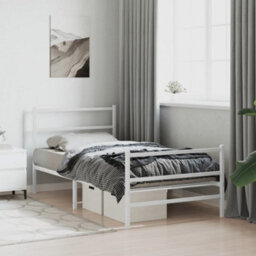 Berkfield Metal Bed Frame Without Mattress With Footboard White 107X203Cm - thumbnail 1