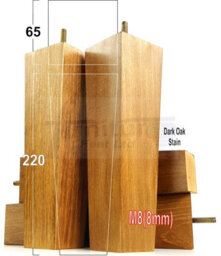 L&F 4 Wood Furniture Legs M8 220mm High Dark Oak Stain Replacement Square Tapered Sofa Feet Stools Chairs Cabinets Beds - thumbnail 1