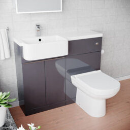 Nes Home 1000mm Anthracite Left Hand Freestanding Cabinet With Basin, Wc Unit & Toilet - thumbnail 5