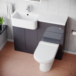 Nes Home 1000mm Anthracite Left Hand Freestanding Cabinet With Basin, Wc Unit & Toilet - thumbnail 4
