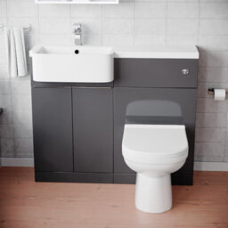 Nes Home 1000mm Anthracite Left Hand Freestanding Cabinet With Basin, Wc Unit & Toilet - thumbnail 2