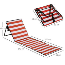 Outsunny Garden Beach Chair Mat, Sun Lounger Seats With Adjustable Back - thumbnail 3