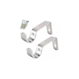 2 X Heavy Duty Metal Curtain Pole Bracket Holder Curtain Rod Support Wall Brackets Holder - thumbnail 3