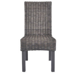 Walplus Dining Chairs 2 Pcs Brown Kubu Rattan And Mahogany Wood - thumbnail 3