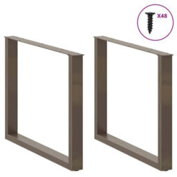 Berkfield Dining Table Legs U-Shaped 3 Pcs Natural Steel 100X(72-73) Cm Steel - thumbnail 3