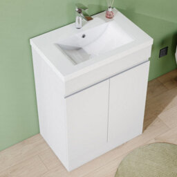 AVER-GROWTH 600mm Floor Standing Vanity Unit With Basin Matt White Thick Ceramic Sink Bathroom Storage Cabinet Set Freestanding - thumbnail 3