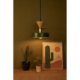 Luminosa Lighting Luminosa Valia Dome Pendant Ceiling Light Green, Beige 1X E27 - thumbnail 2