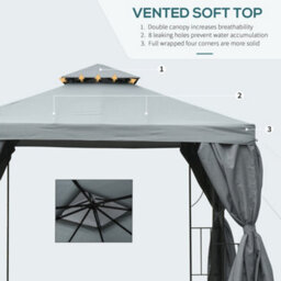 Outsunny 3 X 3M Garden Metal Gazebo Sun Shade Shelter Outdoor Party Tent - thumbnail 4
