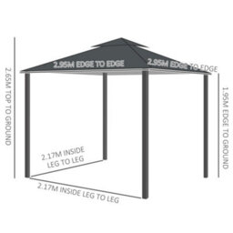 Outsunny 3 X 3M Garden Metal Gazebo Sun Shade Shelter Outdoor Party Tent - thumbnail 3