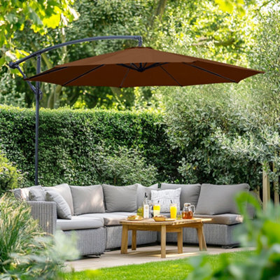 Rinse Bathrooms 3M Patio Parasol Cantilever Hanging Garden Beach Banana Umbrella Uv Protection Coffee - image 1