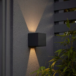 GoodHome Adjustable Matt Dark Grey Mains-Powered Integrated Led Outdoor Double Square Wall Light 814Lm - thumbnail 1
