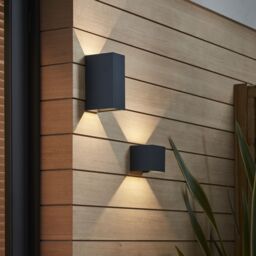 GoodHome Adjustable Matt Dark Grey Mains-Powered Integrated Led Outdoor Double Square Wall Light 814Lm - thumbnail 2