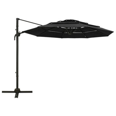 Berkfield Harmful 4-Tier Parasol With Aluminium Pole Black 3X3 M - image 1