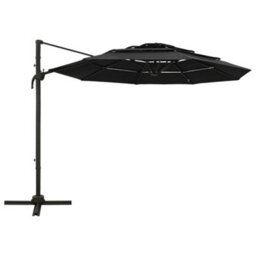 Berkfield Harmful 4-Tier Parasol With Aluminium Pole Black 3X3 M - thumbnail 1