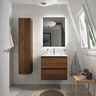 Cygnus bath Bequia Vanity Unit 60Cm Walnut Basin Ceramic - image 1