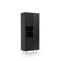 Arte Nubia Tall Cabinet - Elegant Storage Solution In Black - W800mm X H1900mm X D410mm - thumbnail 1