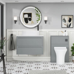 Royal Bathrooms Royal Bathroom Elmore 800mm Matt Pebble Grey Wall Mounted Bathroom Vanity Unit 2 Drawer Plain White Worktop With Peak Basin - thumbnail 5