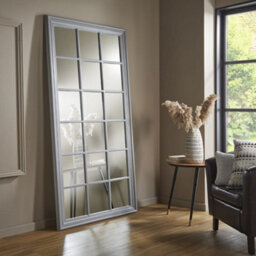 The Online Mirror Shop Window Mirror Cambridge Rectangular Shape With Grey Frame For Hanging In Living Room, Bedroom- H 180Cm X W 90Cm X D 4Cm - thumbnail 1