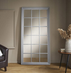 The Online Mirror Shop Window Mirror Cambridge Rectangular Shape With Grey Frame For Hanging In Living Room, Bedroom- H 180Cm X W 90Cm X D 4Cm - thumbnail 2