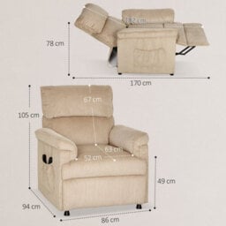 3-En-1 Brown Power Recliner Armchair With Quiet Motor, Massage Reclining Chair - thumbnail 2