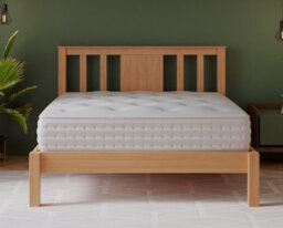 Mia Solid Wooden Bedframe 4Ft Double 5Ft King In Oak Finish Headboard Included - thumbnail 1