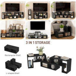 Homcom Tv Unit For Tvs Up To 75 Inches, Free Combination Tv Stand, Black - thumbnail 5