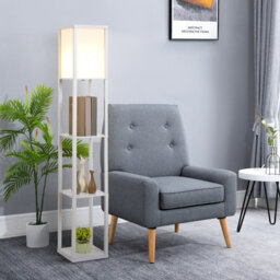 Homcom Floor Lamp Reading Lamp With 3-Tier Storage Shelf For Home Office White - thumbnail 6