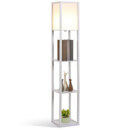 Homcom Floor Lamp Reading Lamp With 3-Tier Storage Shelf For Home Office White - thumbnail 2