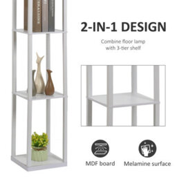 Homcom Floor Lamp Reading Lamp With 3-Tier Storage Shelf For Home Office White - thumbnail 4