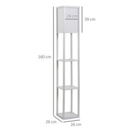 Homcom Floor Lamp Reading Lamp With 3-Tier Storage Shelf For Home Office White - thumbnail 3