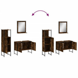 Berkfield 3 Piece Bathroom Cabinet Set Smoked Oak Engineered Wood - thumbnail 9