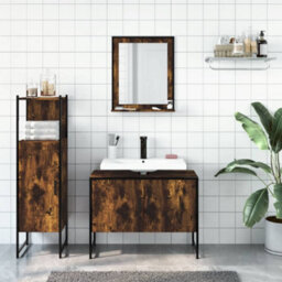 Berkfield 3 Piece Bathroom Cabinet Set Smoked Oak Engineered Wood - thumbnail 3
