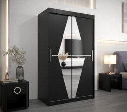 Arte Boliwia Contemporary 2 Mirrored Sliding Door Wardrobe 5 Shelves 2 Rails Black (H)2000mm (W)1200mm (D)620mm - thumbnail 2