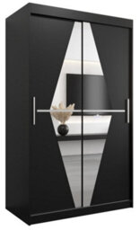 Arte Boliwia Contemporary 2 Mirrored Sliding Door Wardrobe 5 Shelves 2 Rails Black (H)2000mm (W)1200mm (D)620mm - thumbnail 1