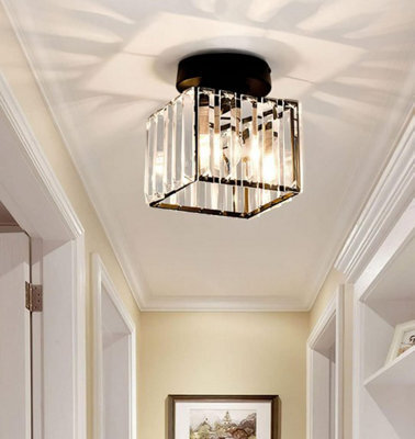 Crystal Ceiling Lamp Mount Lamp Led Ceiling Lamp Square Lampshade Lamps E27 Black - image 1