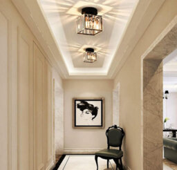 Crystal Ceiling Lamp Mount Lamp Led Ceiling Lamp Square Lampshade Lamps E27 Black - thumbnail 3