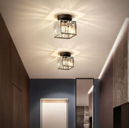 Crystal Ceiling Lamp Mount Lamp Led Ceiling Lamp Square Lampshade Lamps E27 Black - thumbnail 2