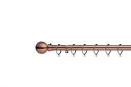 Lister Cartwright 28mm Antique Copper Extendable Metal Curtain Pole Set Rings With Ball Finial (120 - 210 Cm) - thumbnail 2