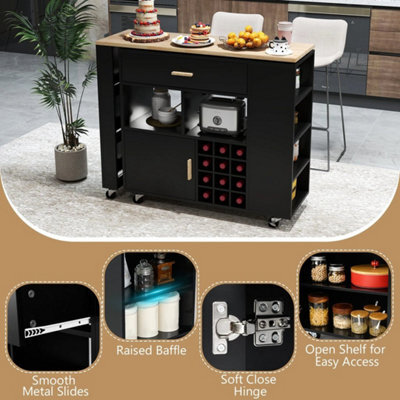 Kitchen Island Cart Bar Table Combo W/ 12 Bottle Wine Rack - image 1