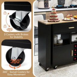 Kitchen Island Cart Bar Table Combo W/ 12 Bottle Wine Rack - thumbnail 6